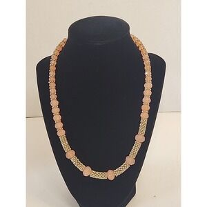 C EST. 1946 Faceted Peach Necklace W/ Goldtone Spacers 21.5"